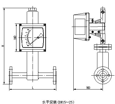 金属管浮子流量计水平安装示意图15-25